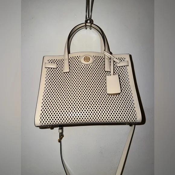 Tory Burch Beige Perforated Satchel - Picture 5 of 5